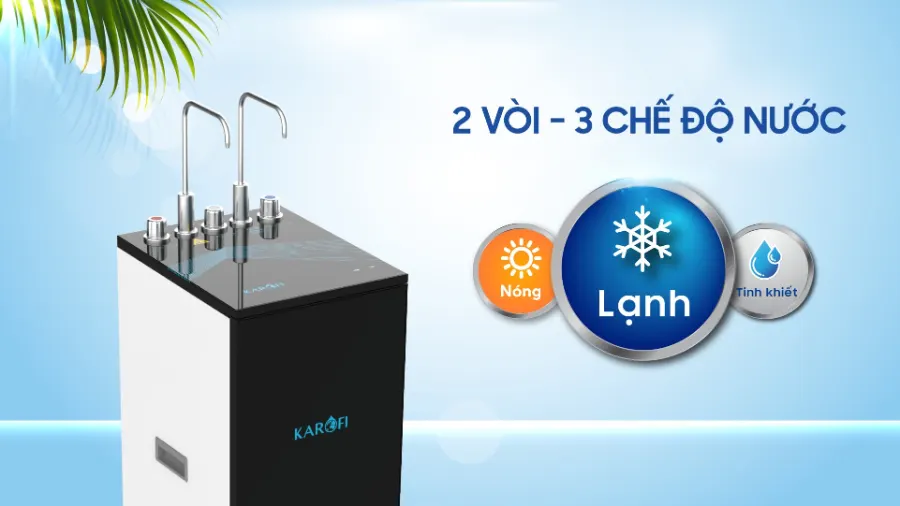2 vòi 3 chế độ nước tiện lợi – Máy lọc nước nóng lạnh Karofi KAD-R38S - Máy lọc nước nóng lạnh Karofi KAD-R38S