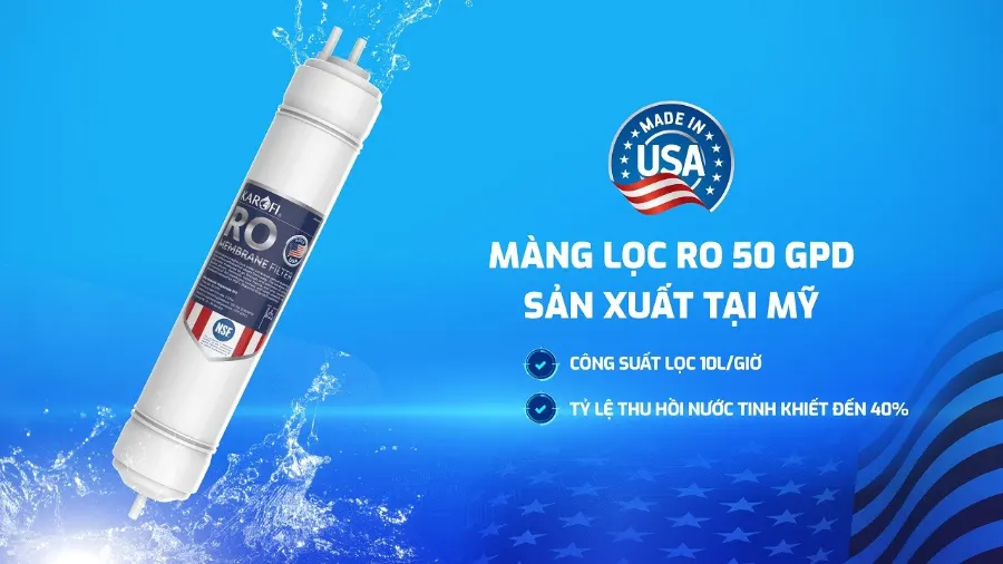 Màng RO nguyên khối sản xuất tại mỹ - Máy lọc nước Karofi KAQ-U65