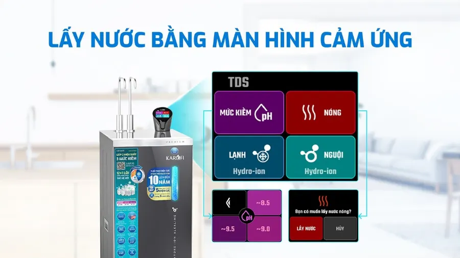 Máy lọc nước nóng lạnh Hydro-ion kiềm Karofi KAE-S695 - hình ảnh thực tế 3