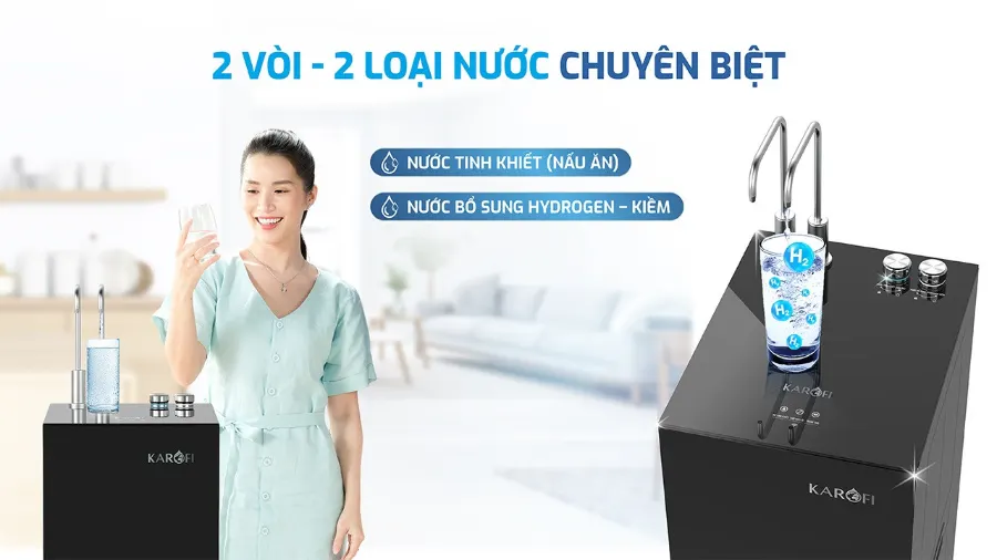 2 vòi - 2 loại nước chuyên biệt – Máy lọc nước Karofi KAQ-GZ26 - Máy lọc nước Karofi KAQ-GZ26