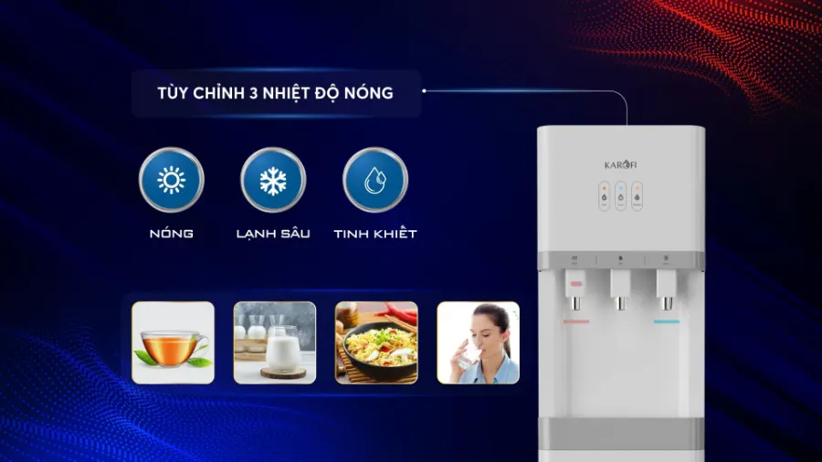 3 chế độ nước - Siêu tiện lợi - Máy lọc nước nóng lạnh Karofi HCV208RO