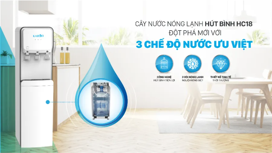 Tính năng - Cây nước nóng lạnh Karofi hút bình HC18