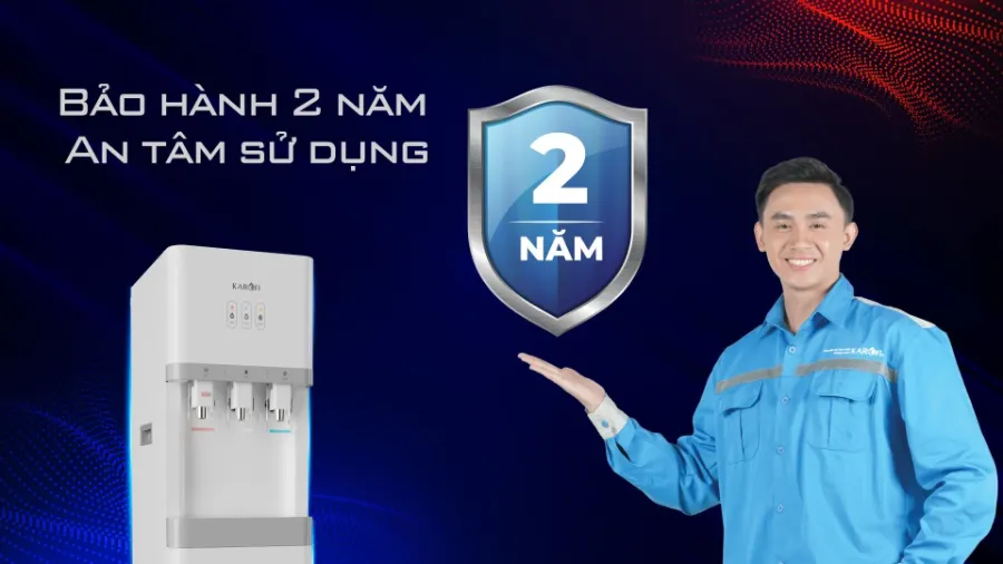 Thời gian bảo hành đến 2 năm - Máy lọc nước nóng lạnh Karofi HCV208RO