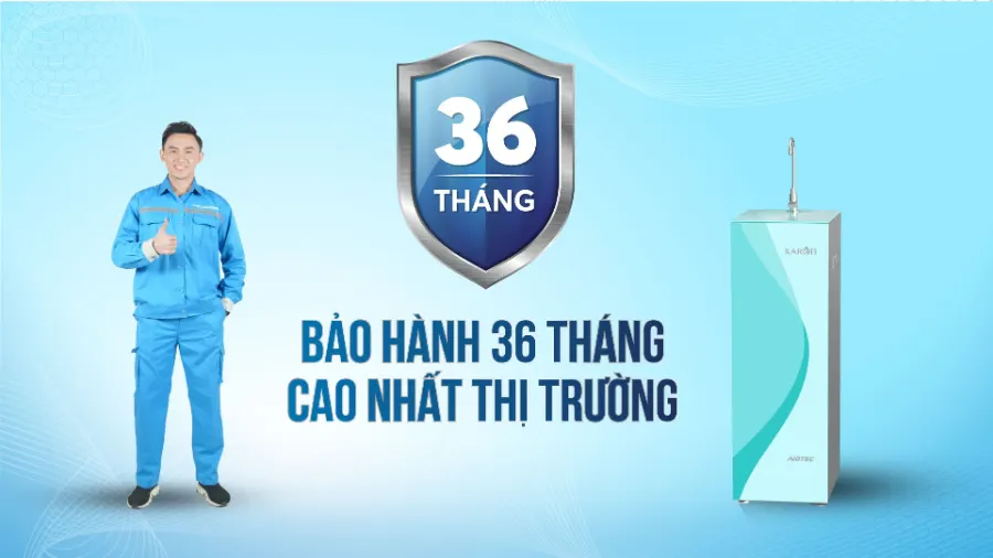Thời gian bảo hành đến 36 tháng - Máy lọc nước Karofi KAQ-N96