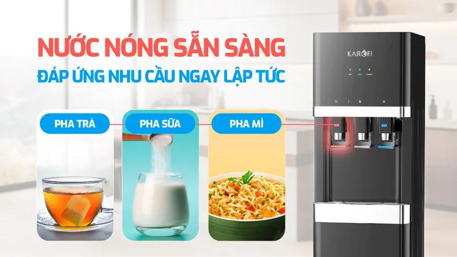 Nước nóng sẵn sàng - đáp ứng nhu cầu ngay lập tức - Cây nước nóng lạnh Karofi HCV208B