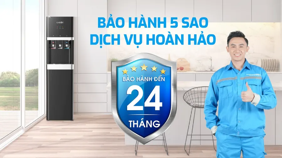 Bảo hành 5 sao - dịch vụ hoàn hảo - Cây nước nóng lạnh Karofi HCV208B