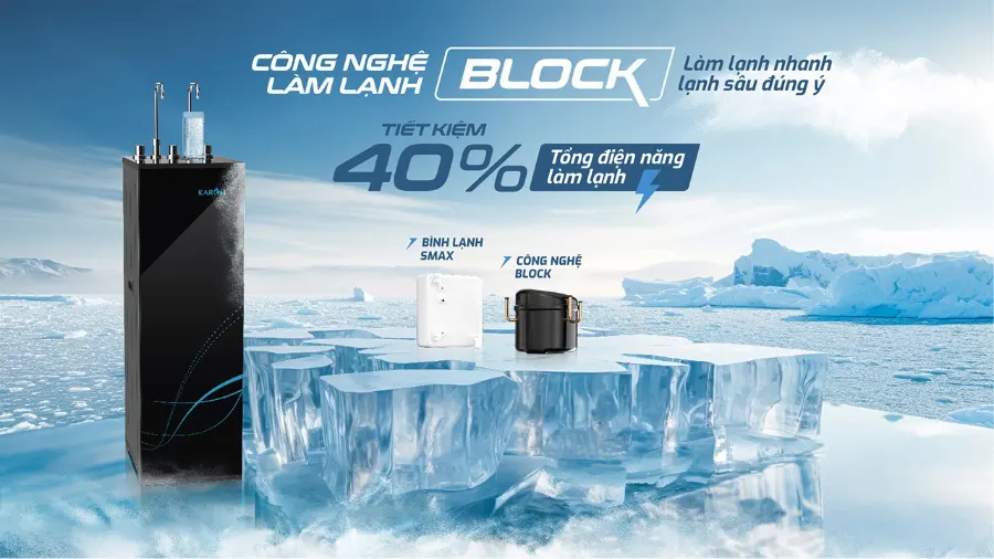 Lạnh nhanh, lạnh sâu với công nghệ block – Máy lọc nước nóng lạnh Karofi KAD-M55 - Máy lọc nước nóng lạnh Karofi KAD-M55