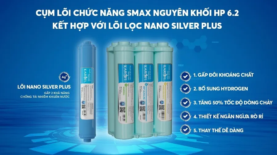 Tạo nguồn nước tinh khiết với nhiều khoáng chất cần thiết - Máy lọc nước nóng lạnh Karofi KAD-D66