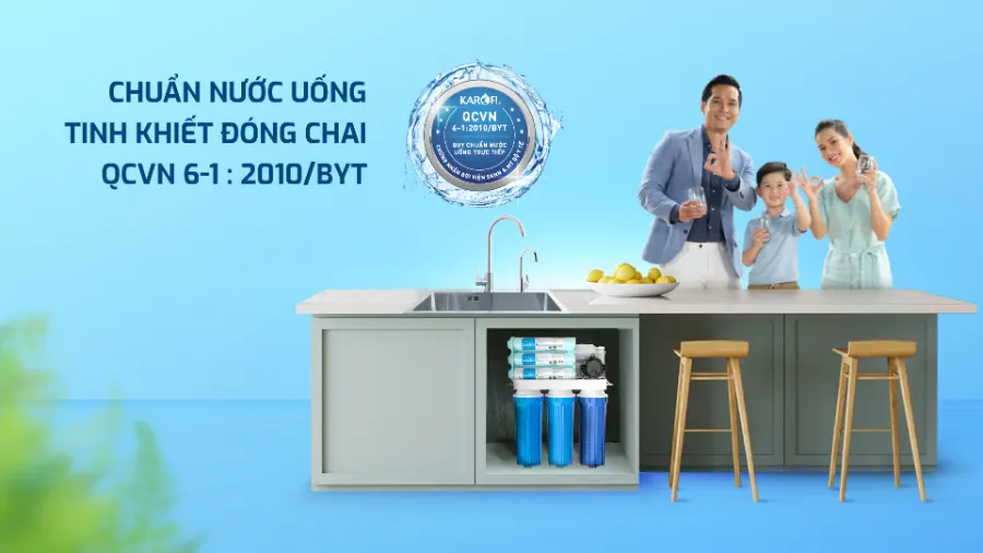 Chuẩn nước uống tinh khiết đóng chai QCVN 6:1-2010/BYT - Máy lọc nước Karofi KT-ERO100V