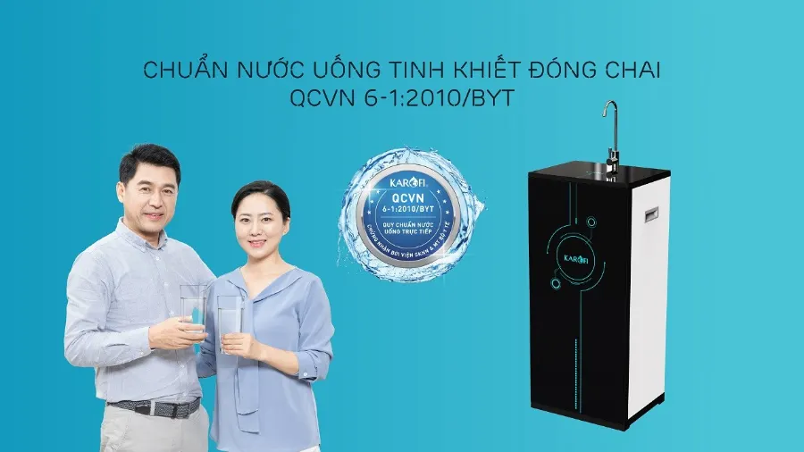 Nước sau lọc đạt chuẩn nước uống tinh khiết đóng chai QCVN 6-1:2010 BYT - Máy lọc nước Karofi ERO100V