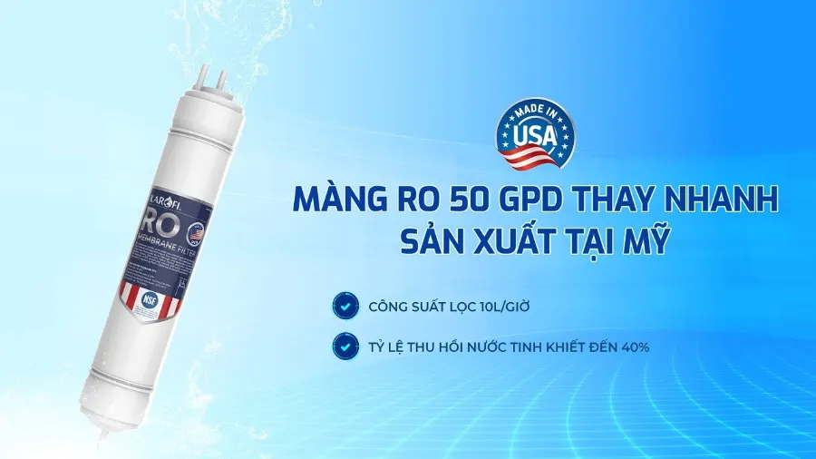Màng RO sản xuất tại mỹ - Máy lọc nước Karofi KT-ERO100V