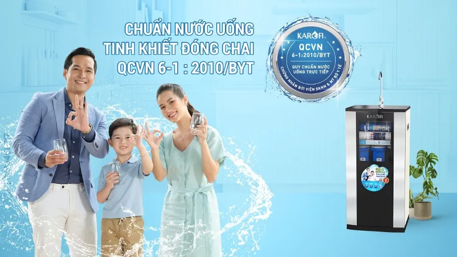 Nước sau lọc đạt chuẩn nước uống tinh khiết đóng chai QCVN 6-1:2010 BYT - Máy lọc nước Karofi ERO80 PRO