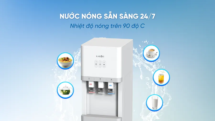 Nước nóng sẵn sàng, đáp ứng ngay lập tức - Máy nóng lạnh Karofi HCV206
