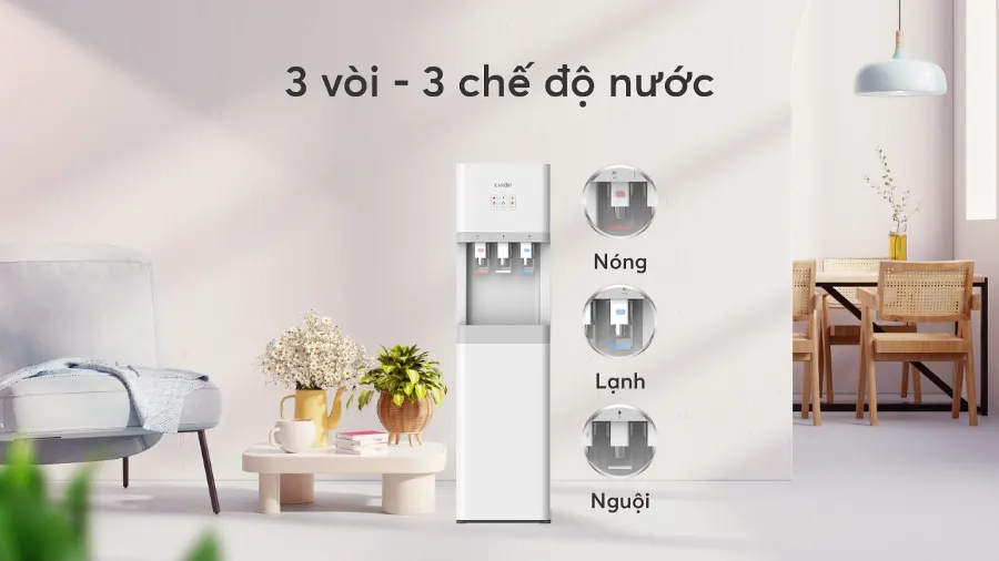 3 chế độ nước - Thỏa mãn mọi nhu cầu - Cây nước nóng lạnh Karofi HCV208