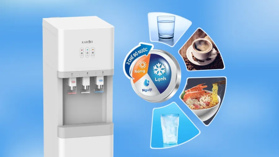 3 chế độ nước Nóng - Lạnh - Nguội tiện lợi - Máy nóng lạnh Karofi HCV209