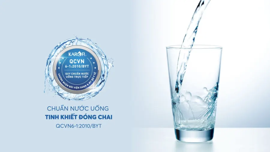 Nước sau lọc đạt chuẩn nước uống đóng chai - Uống trực tiếp không cần đun sôi - Máy lọc nước nóng lạnh Karofi KAD-C55