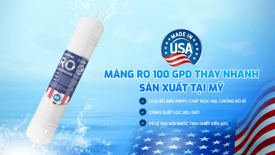 Màng RO sản xuất tại mỹ - Máy lọc nước nóng lạnh Karofi KAD-D69