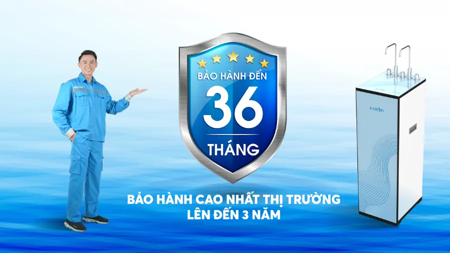 Thời gian bảo hành đến 36 tháng - Máy lọc nước nóng lạnh Karofi KAD-D950S