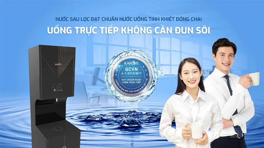 Chuẩn tinh khiết nước uống đóng chai - QCVN 6:1-2010/BYT - Máy lọc nước nóng lạnh Karofi KAD-F102