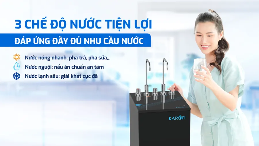 3 chế độ nước tiện lợi - đáp ứng đầy đủ nhu cầu – Máy lọc nước nóng lạnh Karofi KAD-L68 - Máy lọc nước nóng lạnh Karofi KAD-L68