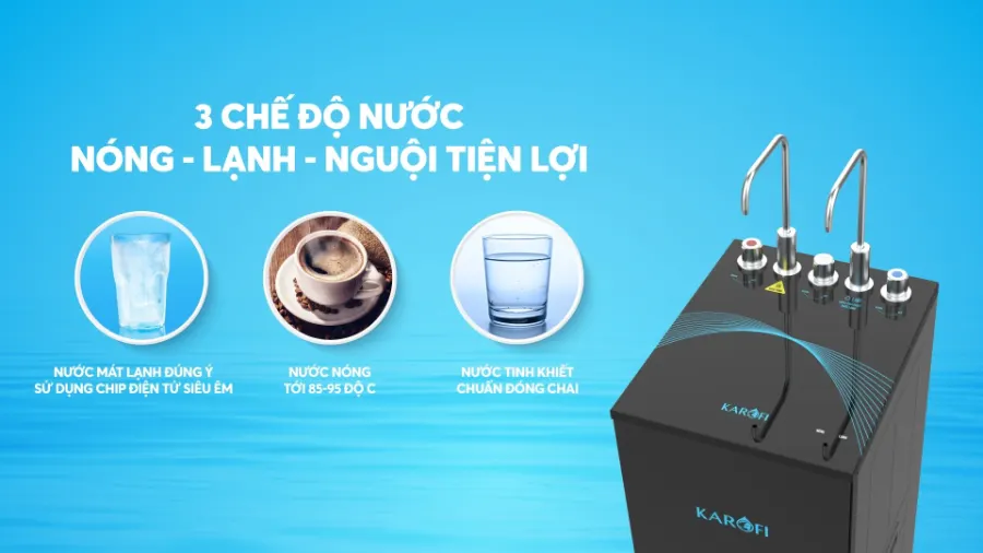 3 chế độ nước Nóng - Lạnh - Nguội - Máy lọc nước nóng lạnh Karofi KAD-X56