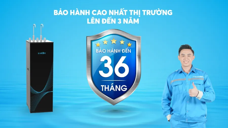 Thời gian bảo hành đến 3 năm - Máy lọc nước nóng lạnh Karofi KAD-X56
