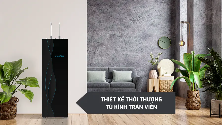 Thiết kế thời thượng - Tủ kính tràn viền thời thượng - Máy lọc nước nóng lạnh Karofi KAD-X68