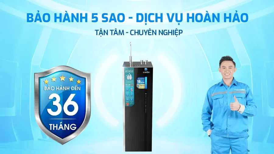 Bảo hành 5 sao - dịch vụ hoàn hảo - Máy lọc nước Hydro-ion kiềm Karofi KAE-S66