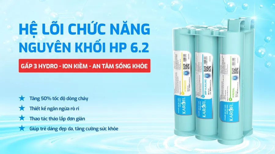 Gấp 3 Hydro-ion kiềm - khoáng chất - an tâm toàn diện – Máy lọc nước Hydro-ion kiềm Karofi KAE-S66 - Máy lọc nước Hydro-ion kiềm Karofi KAE-S66