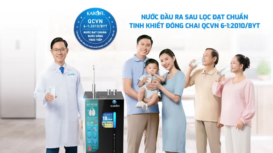 Nước sau lọc tại vòi đạt chuẩn qcvn 6-1:2010/BYT – Máy lọc nước Hydro-ion kiềm Karofi KAE-S66 - Máy lọc nước Hydro-ion kiềm Karofi KAE-S66