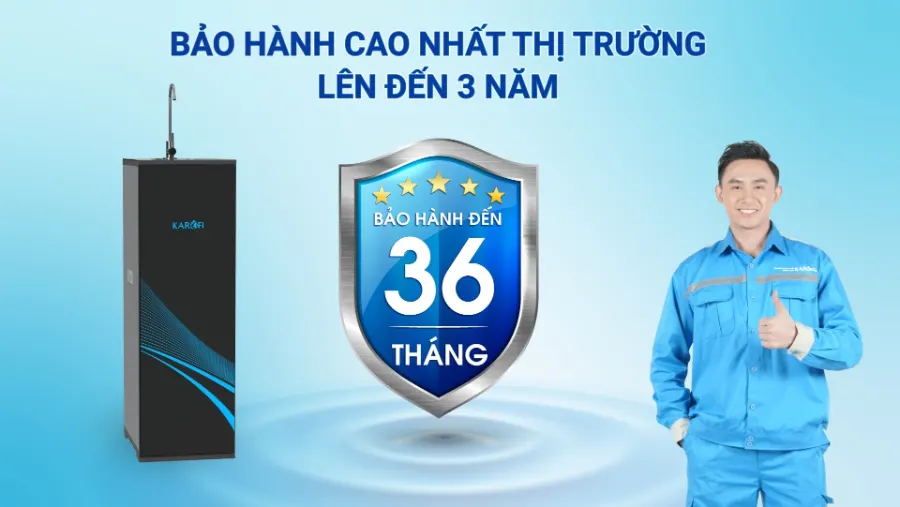 Bảo hành chuẩn 5 sao - Cao nhất thị trường - Máy lọc nước Karofi KAQ-C06