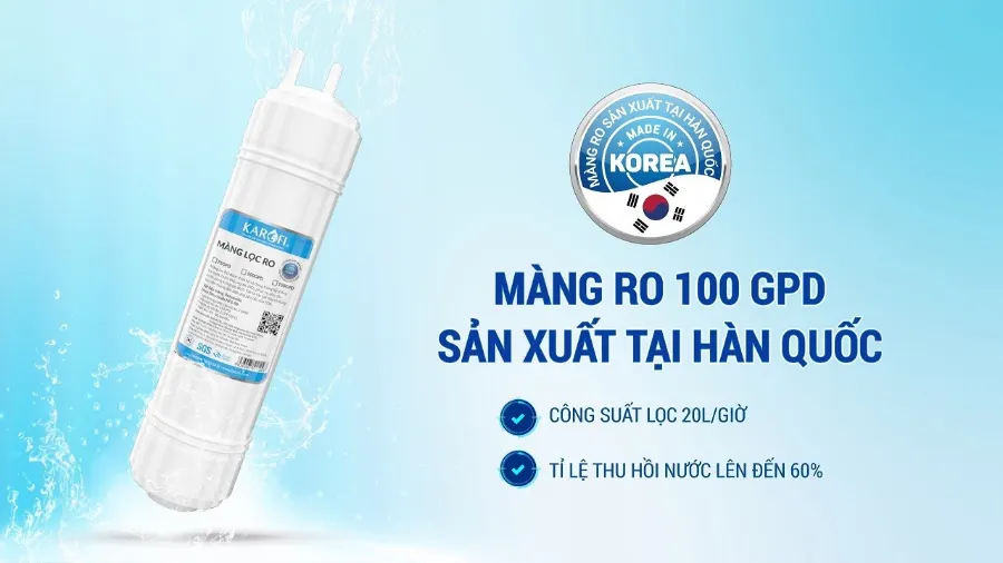Màng RO 100 GPD sản xuất tại Hàn Quốc - Máy lọc nước Karofi KAQ-C06