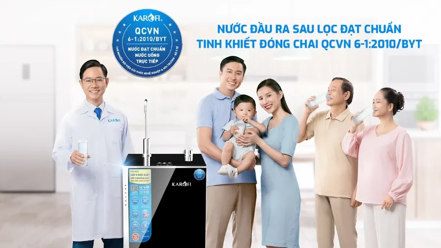 Chuẩn nước uống tinh khiết đóng chai, uống trực tiếp không cần đun sôi - Máy lọc nước Karofi KAQ-M22