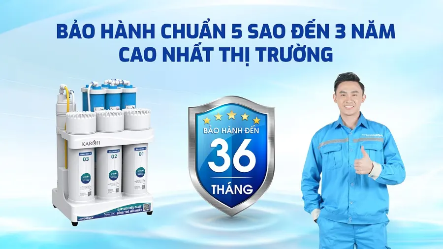 Bảo hành đến 36 tháng - cao nhất thị trường - Máy lọc nước Karofi KAQ-U03 Pro