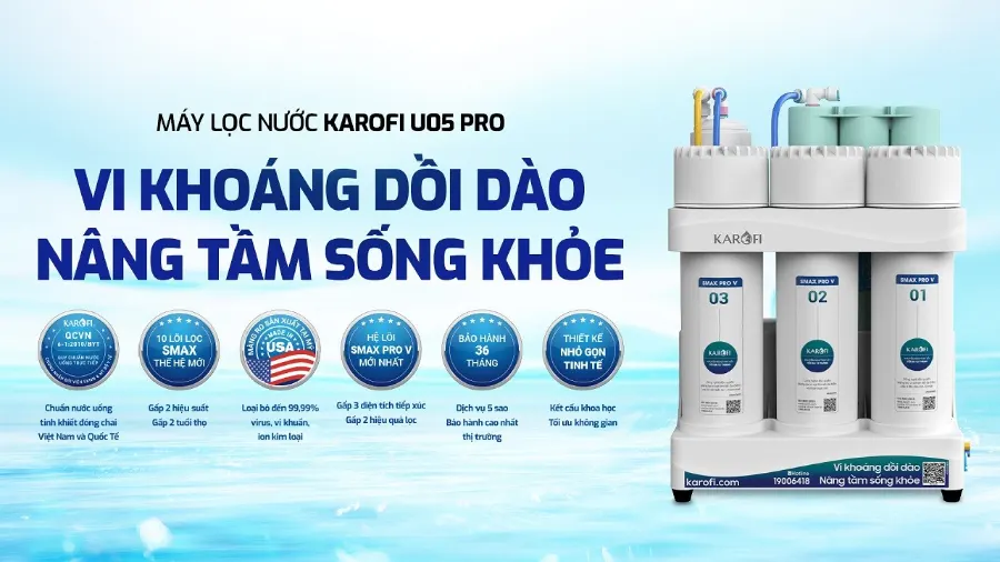 Máy lọc nước Karofi KAQ-U05 Pro - Vi khoáng dồi dào - Nâng tầm sống khỏe - Máy lọc nước Karofi KAQ-U05 Pro