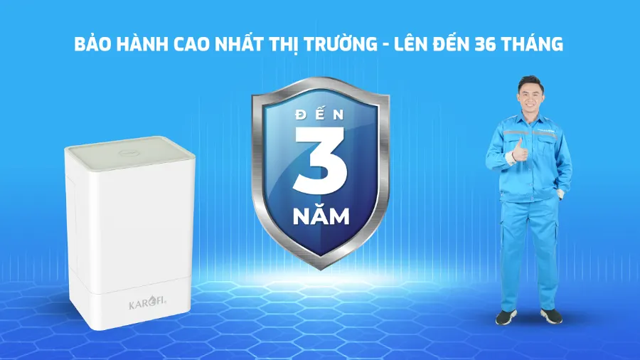 Bảo hành đến 36 tháng - cao nhất thị trường - Máy lọc nước Karofi KAQ-U98