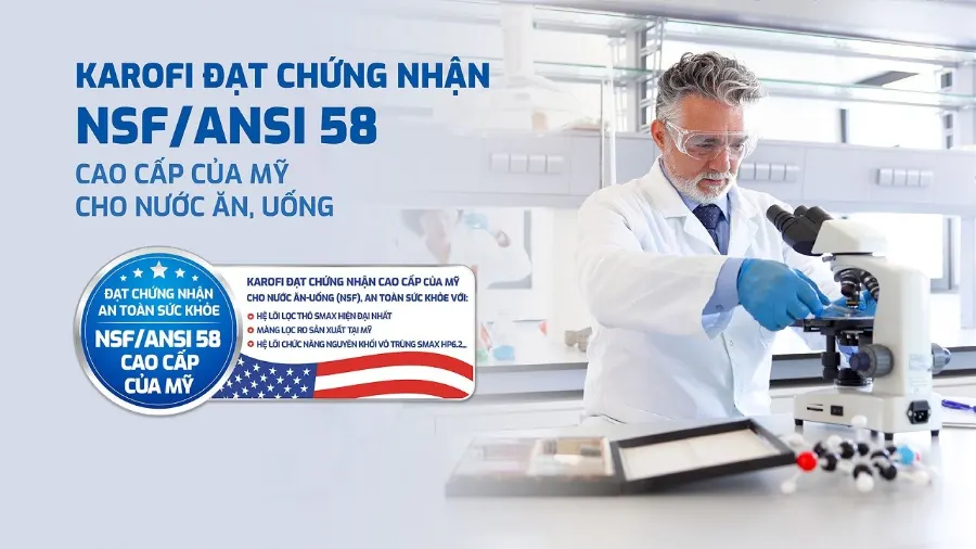 Karofi đạt chứng nhận an toàn sức khỏe nsf/ansi 58, cao cấp tại mỹ – Máy lọc nước Karofi KAQ-E16 - Máy lọc nước Karofi KAQ-E16
