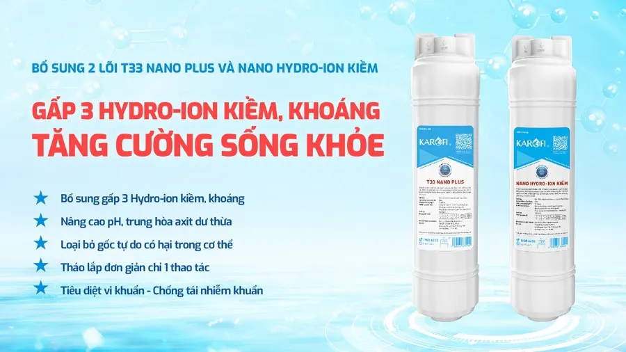 Gấp 3 khoáng chất, hydrogen và ion kiềm - tăng cường sống khỏe – Máy lọc nước nóng lạnh Karofi KAD-E58 - Máy lọc nước nóng lạnh Karofi KAD-E58