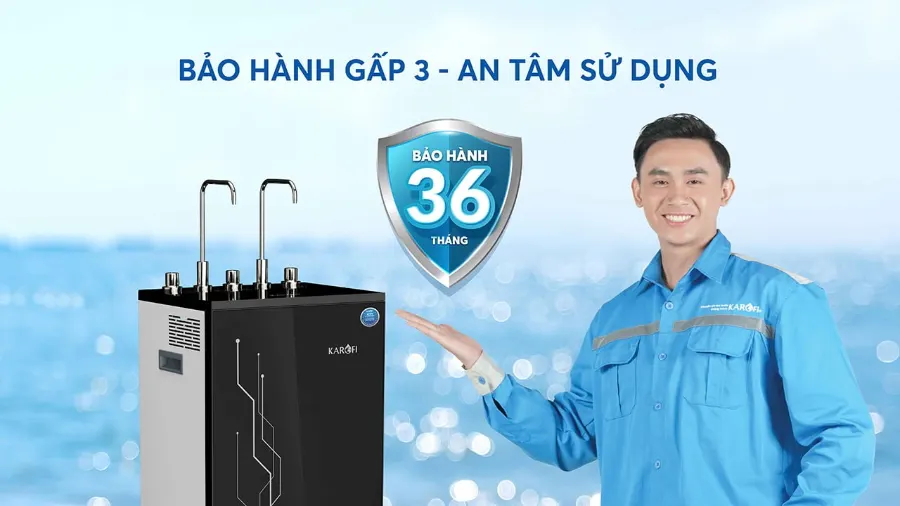 Bảo hành tối đa đến 36 tháng - Máy lọc nước nóng lạnh Karofi KAD-I55