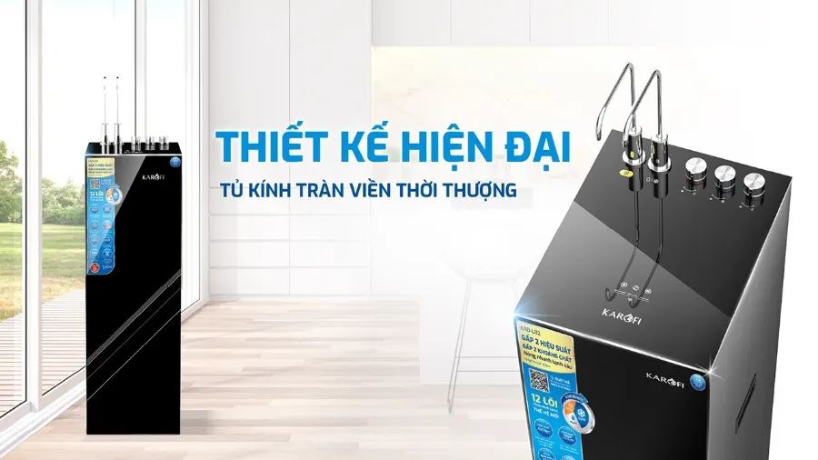 Thiết kế hiện đại - tủ kính tràn viền thời thượng - Máy lọc nước nóng lạnh Karofi KAD-L82