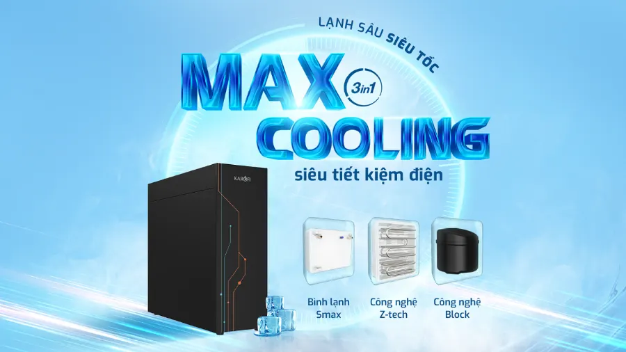 Tăng 70% tốc độ làm lạnh - tiết kiệm đến 58% tổng điện năng khi làm lạnh - Máy nóng lạnh Karofi KAO-T90