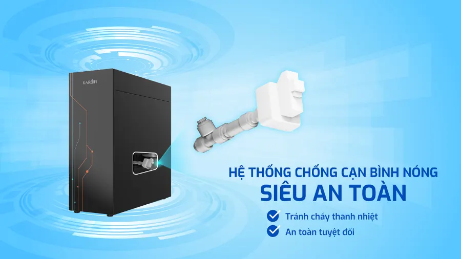 Hệ thống chống cạn bình nóng siêu an toàn - Máy nóng lạnh Karofi KAO-T90
