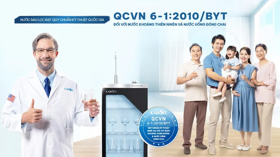 Nước sau lọc tại vòi đạt QCVN 6-1:2010/BYT - Máy lọc nước Karofi PLATINUM S22