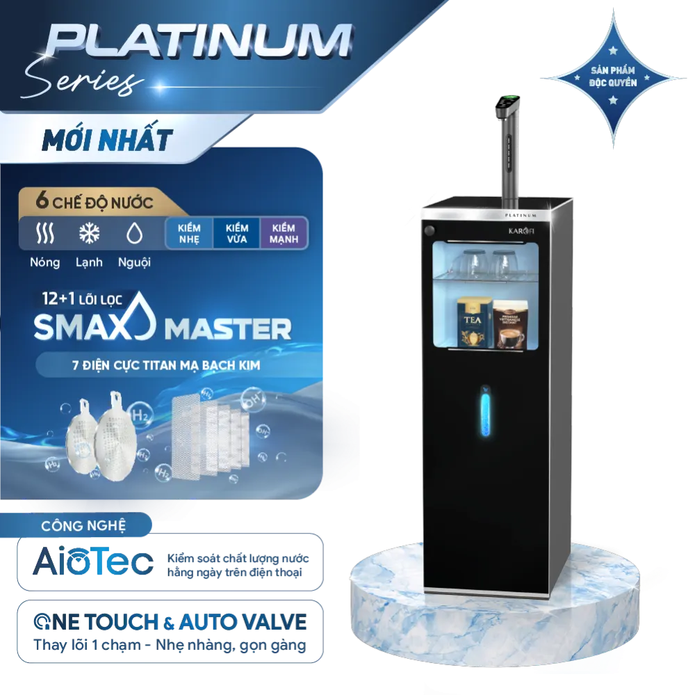 Máy lọc nước nóng lạnh Hydro-ion kiềm Karofi PLATINUM SA5 chính hãng