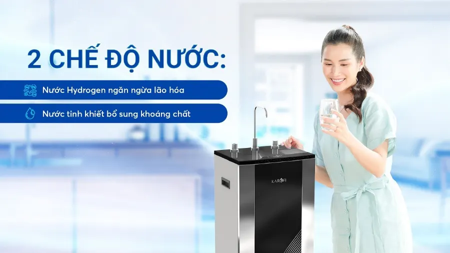 2 chế độ nước Tinh khiết - Hydrogen - Máy lọc nước Karofi KHY-TN88