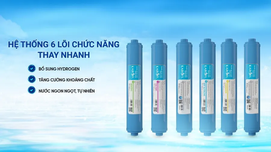 06 lõi chức năng thay nhanh hiện đại - Máy lọc nước Karofi KHY-TN88