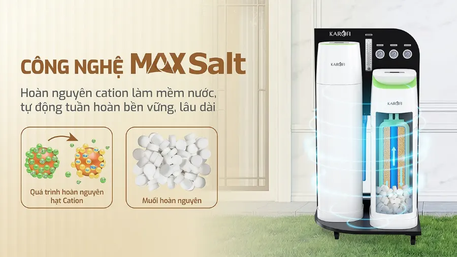 Hoàn nguyên cation - tự động tuần hoàn bền vững, lâu dài - Lọc tổng Karofi KTF-888