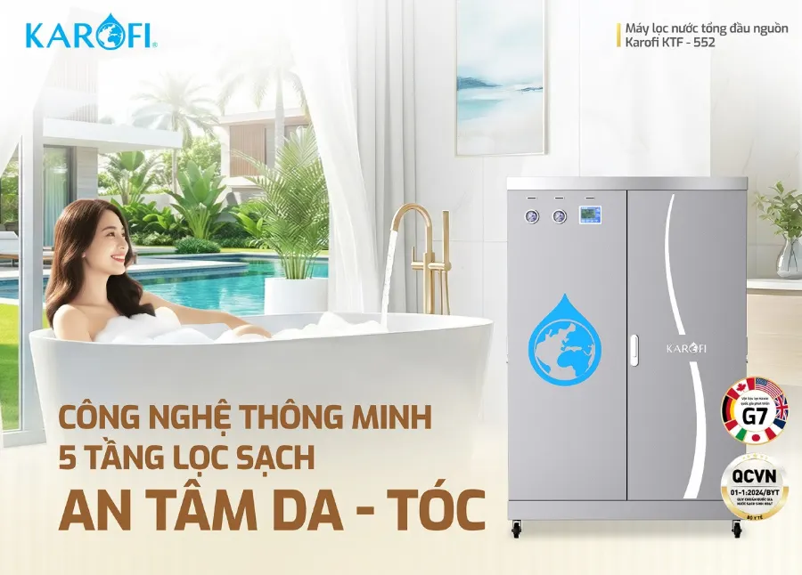 Công nghệ thông minh - 5 tầng lọc sạch, an tâm da tóc - Lọc tổng Karofi KTF-552
