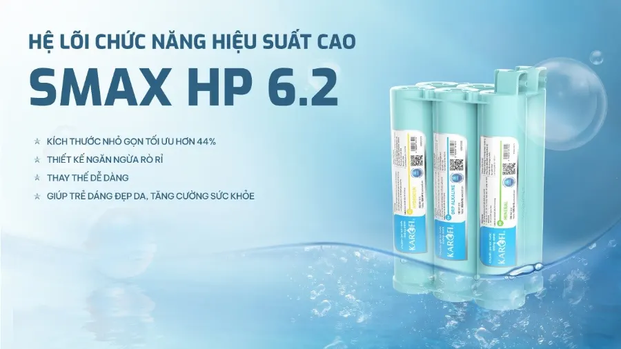 Hệ lõi chức năng hiệu suất cao SMAX HP 6.2 - Máy lọc nước nóng lạnh Karofi KAD-L55