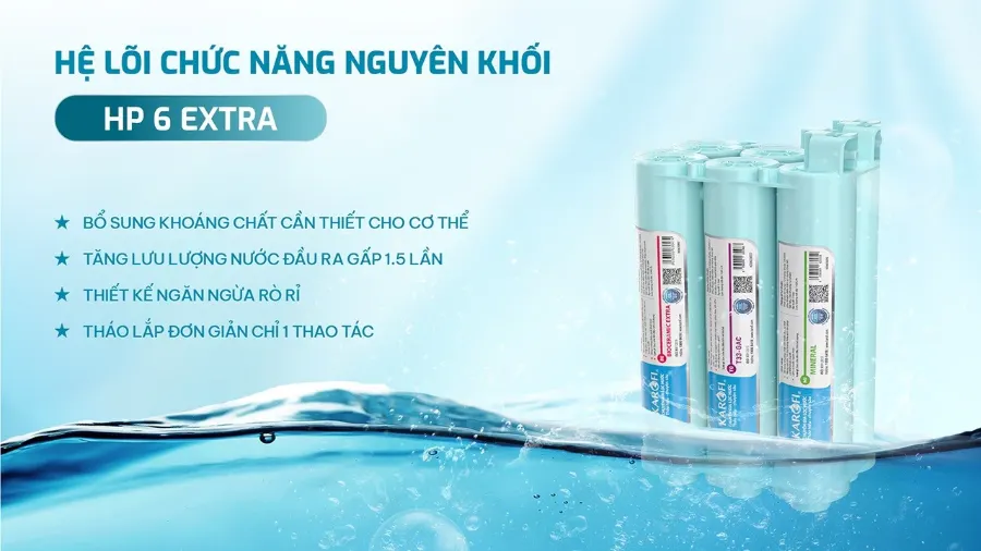 Hệ lõi chức năng hiệu suất cao SMAX HP 6 extra - Máy lọc nước nóng lạnh Karofi KAD-EC66